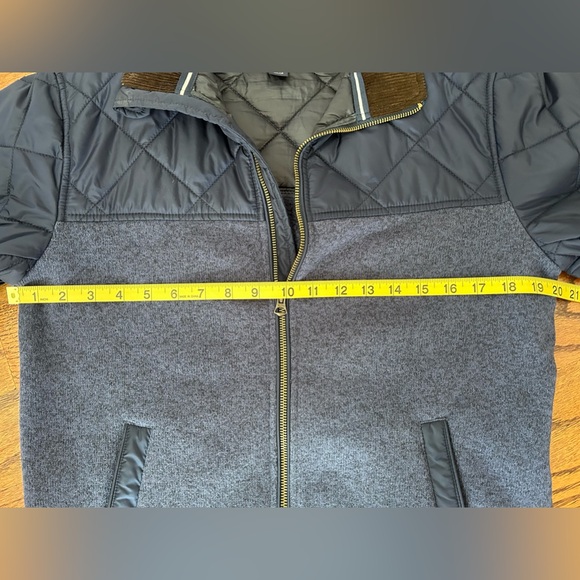 Lands’ End Men’s Jacket Quilted Navy Blue Small Brown Corduroy Collard - Picture 6 of 8